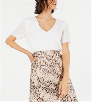 Leyden Women's  Sheer Short Sleeve Scoop Neck Top White Size S