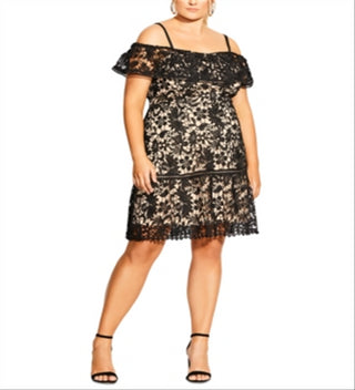 City Chic Women's Dream Of Lace Dress Black Size 20W