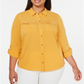 Charter Club Women's Plus Size Button-Front Shirt  Yellow Size 0X