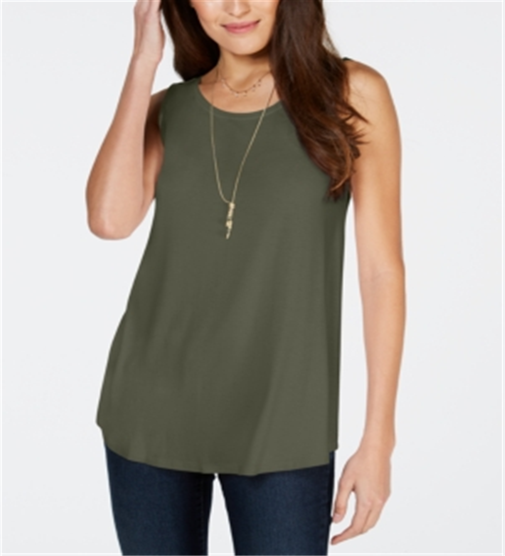 Style & Co Women's Swing-Fit Tank Top  Green Size Small