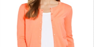 Charter Club Women's Long-Sleeve Button-Front Cardigan  Pink Size XL