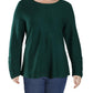 Alfani Plus Size Ribbed Snap-Detail Sweater True Emerald, Size 2X