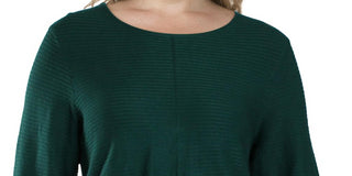 Alfani Plus Size Ribbed Snap-Detail Sweater True Emerald, Size 2X