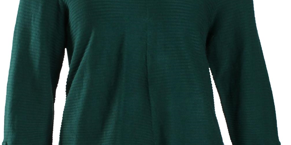 Alfani Plus Size Ribbed Snap-Detail Sweater True Emerald, Size 2X