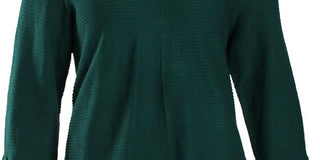 Alfani Plus Size Ribbed Snap-Detail Sweater True Emerald, Size 2X