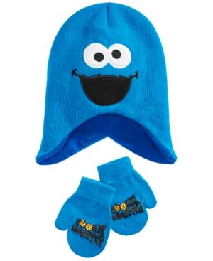 Sesame Street Toddlers Cookie Monster Hat and Mittens Set Various Colors Blue Size 12 MOS