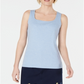 Karen Scott Women's Square-Neck Cotton Light Blue Heather Size L