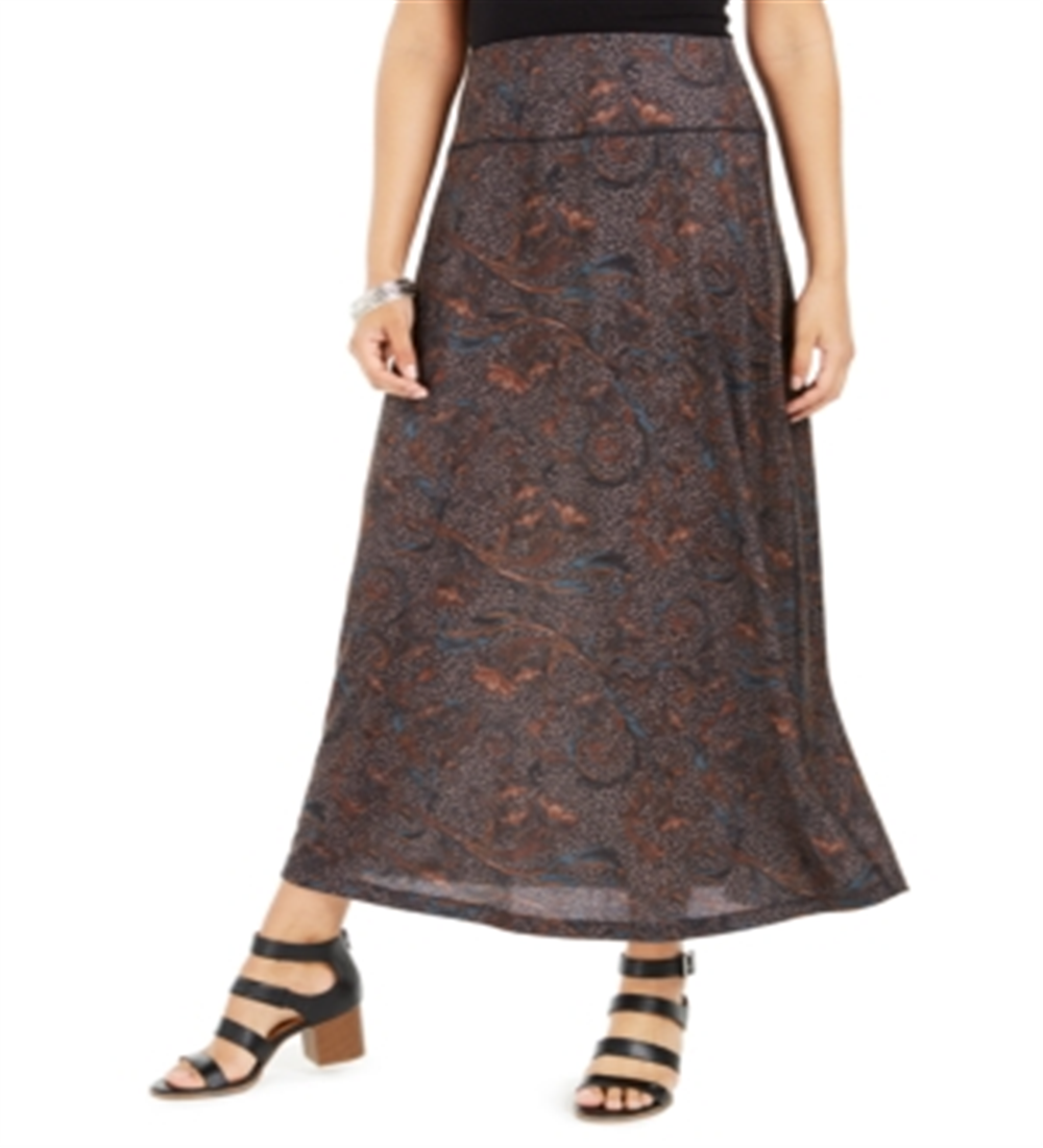 Style & Co Women's  Printed Pull-on Maxi Skirt  - Eccentric Gray Size Medium