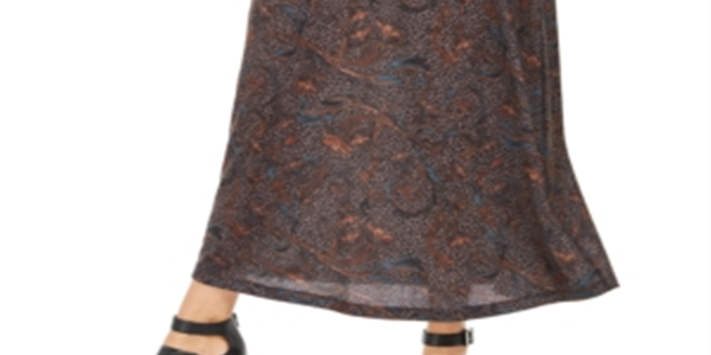 Style & Co Women's  Printed Pull-on Maxi Skirt  - Eccentric Gray Size Medium