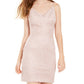 MORGAN & CO Women's Shimmering Spaghetti Strap V Neck Above the Knee Evening Body Con Dress Pink Size 11