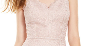 MORGAN & CO Women's Shimmering Spaghetti Strap V Neck Above the Knee Evening Body Con Dress Pink Size 11