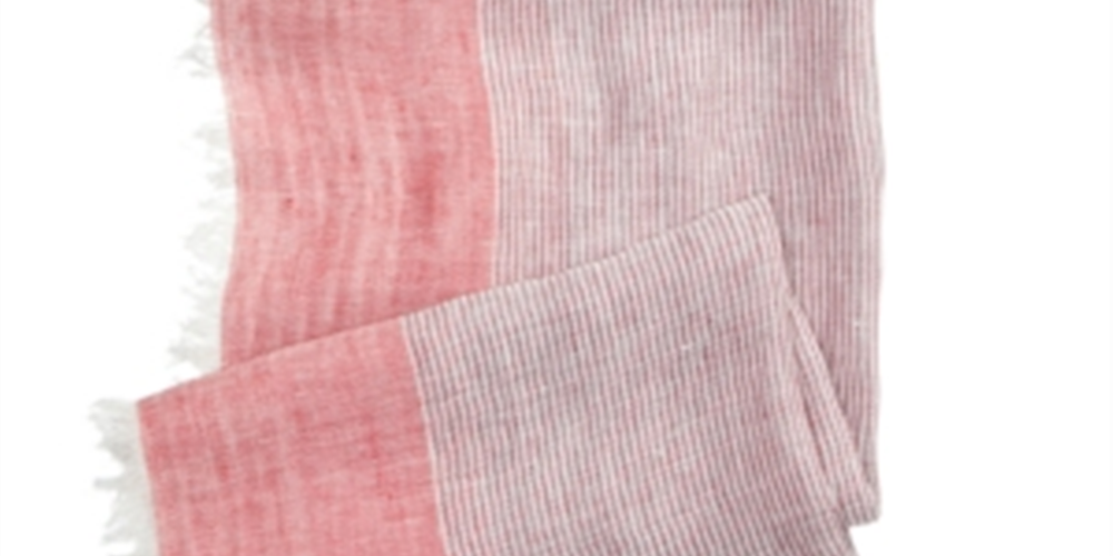 Polo Ralph Lauren Women's Rectangle Scarf Linen Striped Red  One Size