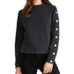 Rachel Rachel Roy Women's Marina Heathered Snap Sleeve Sweatshirt Black Size XL