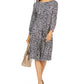 Jessica Howard Women's Petites MIDI Dress Printed Knee Black/Ivory Size 4 P