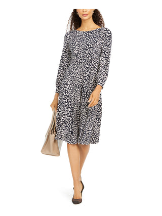 Jessica Howard Women's Petites MIDI Dress Printed Knee Black/Ivory Size 4 P
