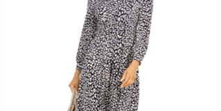 Jessica Howard Women's Petites MIDI Dress Printed Knee Black/Ivory Size 4 P