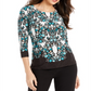 JM Collection Women's  Floral-Print Scoop-Neck Jacqua Deep Dive Size S