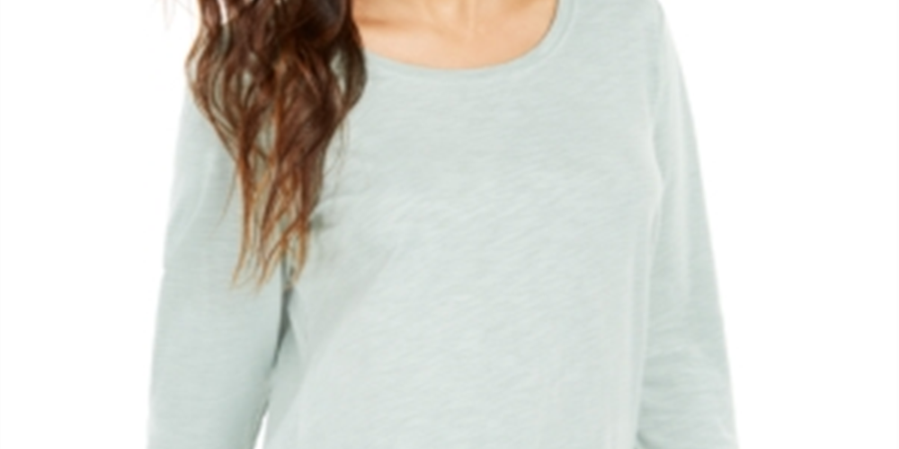 Style & Co Women's Long Sleeve Crewneck Top Green Size XX-Large