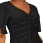 INC Women's Petite Ruched-Front Top  Black Size Petite S