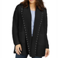 Style & Co Women's Hooded Studded Cardigan Black Size Petite M