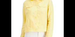 Charter Club Women's Button up Brigh Denim Fringe Size M