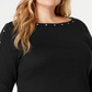 Karen Scott Women's Cotton Boat Neck Studded Dress Black Size 0X