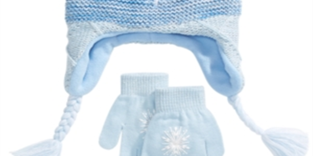 Frozen Big Girl's 2 Pc Elsa Heidi Hat & Gloves Set Blue One Size