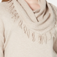 Style & Co Women's Plus Cowl Neck Fringe Sweater Beige Size 2X