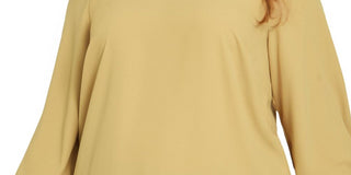 Bar III Women's Plus Ruffled V-Neck Blouse Yellow Size 1X