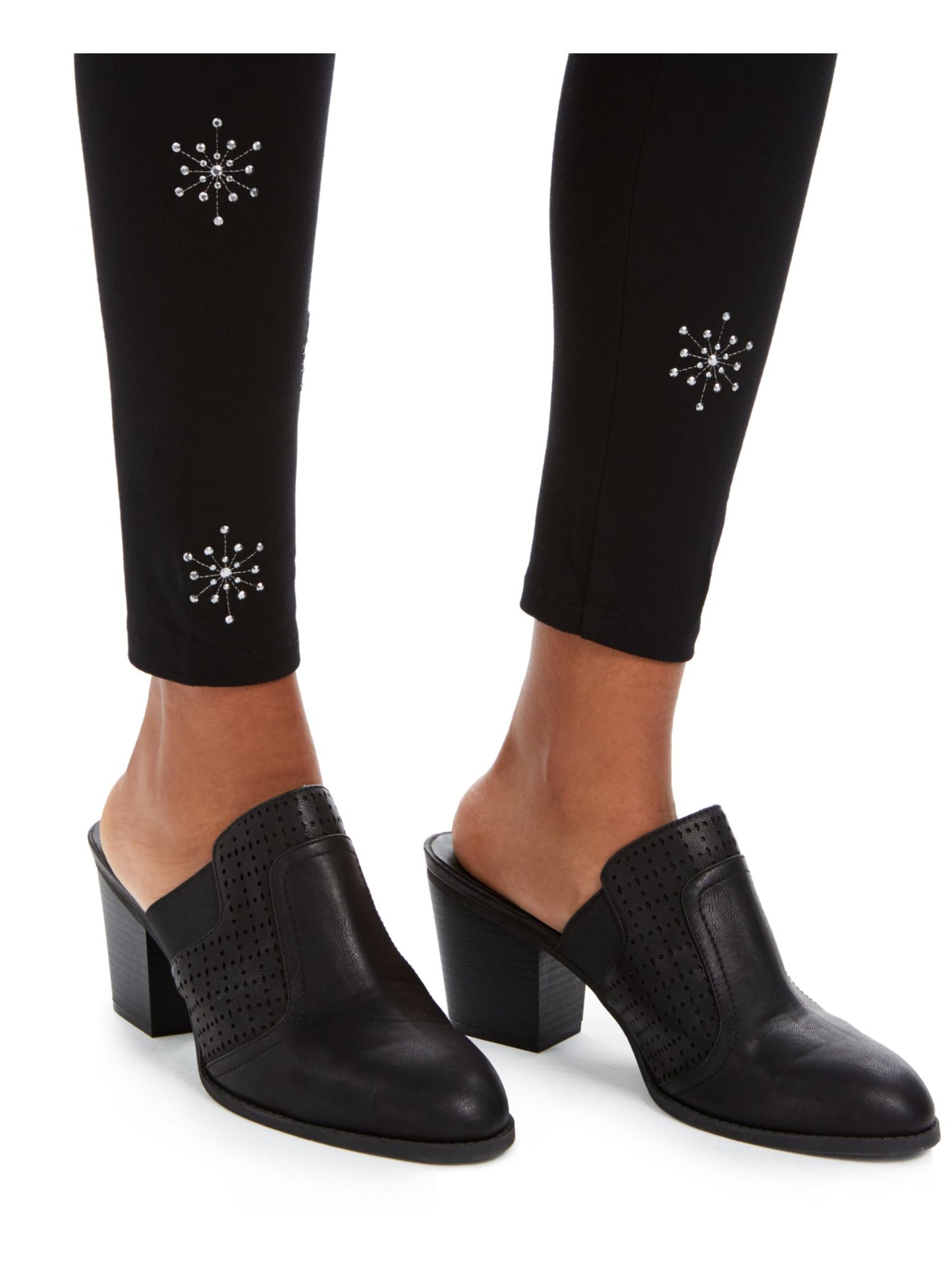 Style & Co Women's Snowflake Stud Leggings Black X-Small