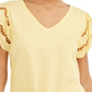 Style & Co Women's Eyelet-Sleeve Tie-Front Top  Yellow Size XS