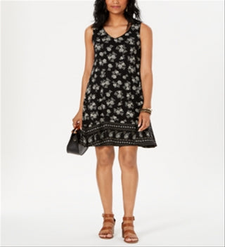 Style & Co Women's Floral Print Crisscross Dress Black Size -Petite XL