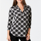 Charter Club Women's New Plaiditude Plaid Top  Black Size Large