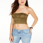 Guess Women's Nola Lace Overlay Cropped Tube Top Green Size SMALL