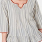 Style & Co Cotton Striped Ruffle Top Willow Stripe Brown Size L