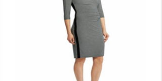 Lauren by Ralph Lauren Women's Ruched Jersey Dress Black/Colonial Cream Size 12P