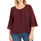 Style & Co Women's Crochet-Trim Bell-Sleeve Top  Purple Size Medium