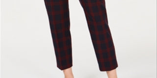 Charter Club Women's Plaid Slim-Leg Ankle Pants  Blue Size 10