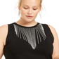INC International Concepts Women's Plus Rhinestone Fringe Tank Black Size 0X
