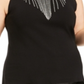 INC International Concepts Women's Plus Rhinestone Fringe Tank Black Size 0X