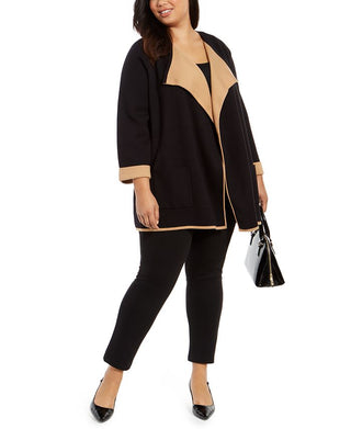Alfani Plus Drape-Front Cardigan Syrup Black Size 2XL
