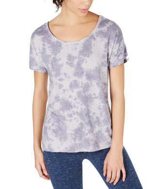 Ideology Women’s Tie Dyed Strappy Back High Low Hem T-Shirt Purple Size S