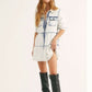 Free People Women's Nicole Denim Collar Shirtdress Blue Size Small