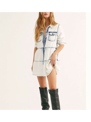 Free People Women's Nicole Denim Collar Shirtdress Blue Size Small