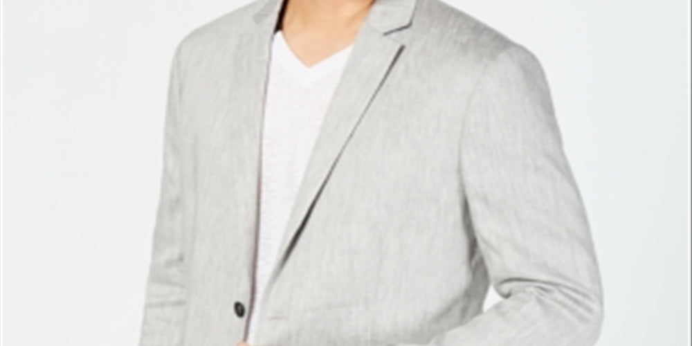 Alfani Men's Blazer Linen Herringbone Two Button Jacket Brown Size X-Large