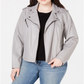 Levi's Women's Trendy Plus Faux Leather Moto Jacket Gray Size 3X
