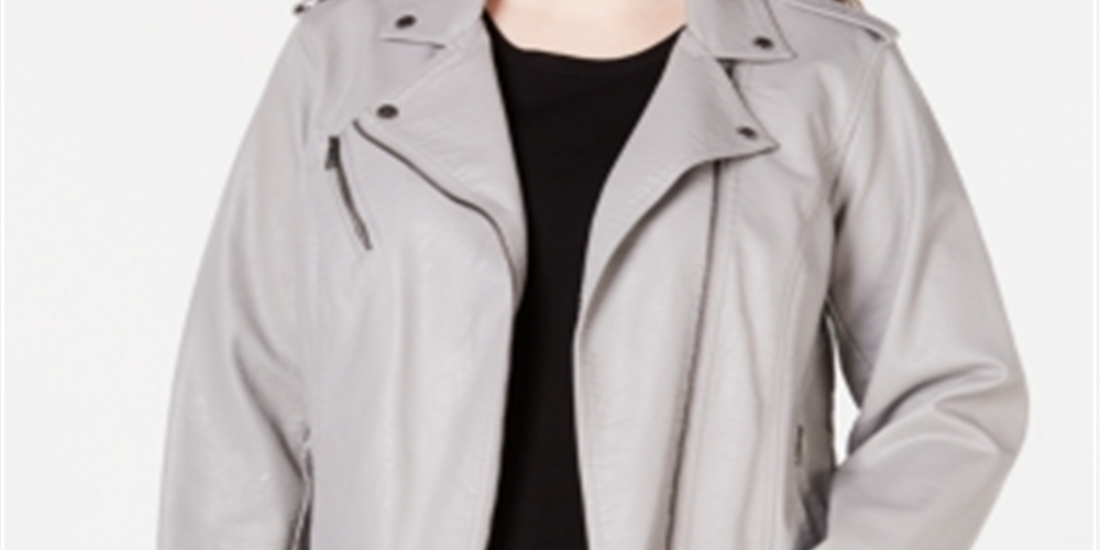 Levi's Women's Trendy Plus Faux Leather Moto Jacket Gray Size 3X