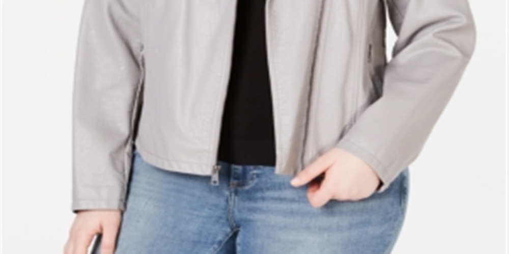 Levi's Women's Trendy Plus Faux Leather Moto Jacket Gray Size 3X