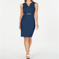 Calvin Klein Women's V Neck Belted Dress Blue Size 2 Petite