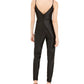 Bebe Women's True Satin Skinny Fit Jumpsuit Black Size Medium